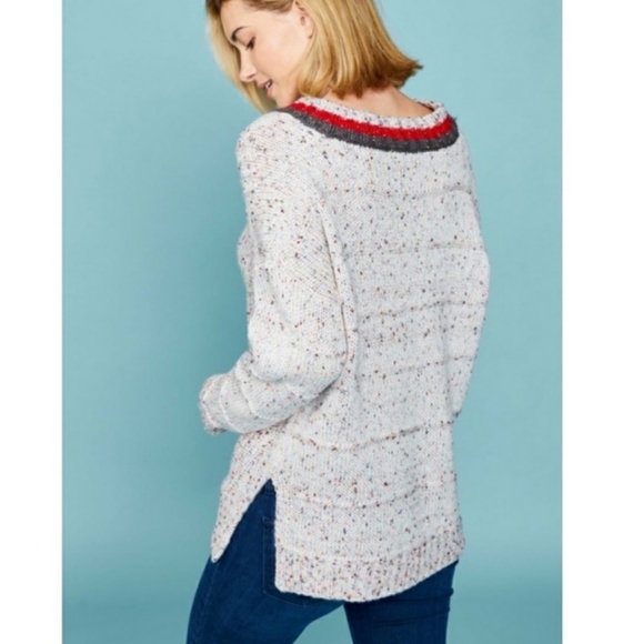 💕 New oversized boutique confetti Ivory V neck sweater - Picture 4 of 17